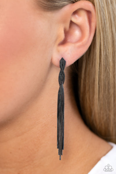 Ropin Rodeo Queen Black Earrings-Jewelry-Paparazzi Accessories-Ericka C Wise, $5 Jewelry Paparazzi accessories jewelry ericka champion wise elite consultant life of the party fashion fix lead and nickel free florida palm bay melbourne