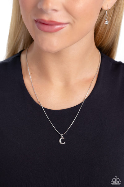 Seize the Initial - Silver Initial - C-Jewelry-Paparazzi Accessories-Ericka C Wise, $5 Jewelry Paparazzi accessories jewelry ericka champion wise elite consultant life of the party fashion fix lead and nickel free florida palm bay melbourne