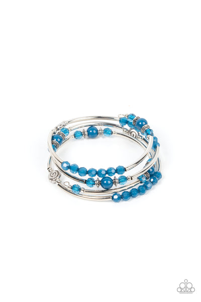 Whimsically Whirly Blue Bracelet-Jewelry-Paparazzi Accessories-Ericka C Wise, $5 Jewelry Paparazzi accessories jewelry ericka champion wise elite consultant life of the party fashion fix lead and nickel free florida palm bay melbourne