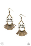 A Flare for Fierceness Brass Earrings-Jewelry-Paparazzi Accessories-Ericka C Wise, $5 Jewelry Paparazzi accessories jewelry ericka champion wise elite consultant life of the party fashion fix lead and nickel free florida palm bay melbourne