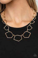 Full Frame Fashion Gold Necklace-Jewelry-Paparazzi Accessories-Ericka C Wise, $5 Jewelry Paparazzi accessories jewelry ericka champion wise elite consultant life of the party fashion fix lead and nickel free florida palm bay melbourne