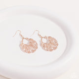 Frilly Finesse Rose Gold Earrings-Jewelry-Paparazzi Accessories-Ericka C Wise, $5 Jewelry Paparazzi accessories jewelry ericka champion wise elite consultant life of the party fashion fix lead and nickel free florida palm bay melbourne