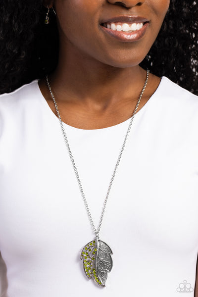 A Mid-AUTUMN Nights Dream Green Necklace-Jewelry-Paparazzi Accessories-Ericka C Wise, $5 Jewelry Paparazzi accessories jewelry ericka champion wise elite consultant life of the party fashion fix lead and nickel free florida palm bay melbourne