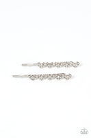 Thinking of You White Heart Hairpins-Jewelry-Paparazzi Accessories-Ericka C Wise, $5 Jewelry Paparazzi accessories jewelry ericka champion wise elite consultant life of the party fashion fix lead and nickel free florida palm bay melbourne