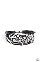 Here Comes the BLOOM Black Bracelet-Jewelry-Paparazzi Accessories-Ericka C Wise, $5 Jewelry Paparazzi accessories jewelry ericka champion wise elite consultant life of the party fashion fix lead and nickel free florida palm bay melbourne