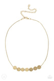 Slimmer Glimmer Brass Choker-Jewelry-Paparazzi Accessories-Ericka C Wise, $5 Jewelry Paparazzi accessories jewelry ericka champion wise elite consultant life of the party fashion fix lead and nickel free florida palm bay melbourne
