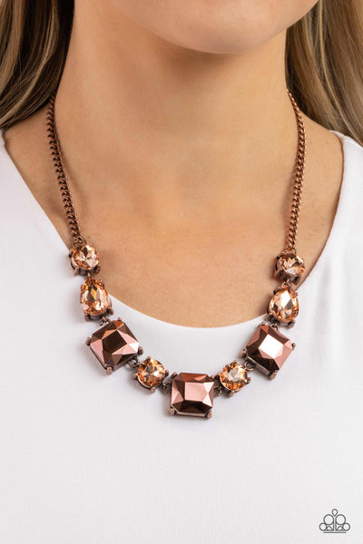 Elevated Edge Copper Necklace-Jewelry-Paparazzi Accessories-Ericka C Wise, $5 Jewelry Paparazzi accessories jewelry ericka champion wise elite consultant life of the party fashion fix lead and nickel free florida palm bay melbourne