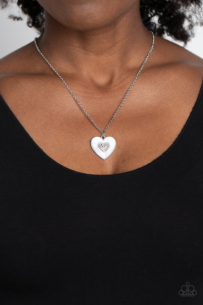 So This is Love White Necklace-Jewelry-Paparazzi Accessories-Ericka C Wise, $5 Jewelry Paparazzi accessories jewelry ericka champion wise elite consultant life of the party fashion fix lead and nickel free florida palm bay melbourne