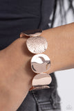 Rippling Record Rose Gold Bracelet-Jewelry-Paparazzi Accessories-Ericka C Wise, $5 Jewelry Paparazzi accessories jewelry ericka champion wise elite consultant life of the party fashion fix lead and nickel free florida palm bay melbourne