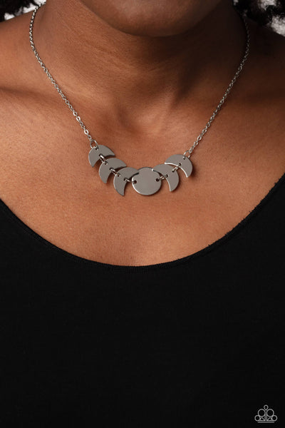 Lunar Has It Silver Necklace-Jewelry-Paparazzi Accessories-Ericka C Wise, $5 Jewelry Paparazzi accessories jewelry ericka champion wise elite consultant life of the party fashion fix lead and nickel free florida palm bay melbourne