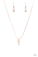 Love Locked Rose Gold Necklace-Jewelry-Paparazzi Accessories-Ericka C Wise, $5 Jewelry Paparazzi accessories jewelry ericka champion wise elite consultant life of the party fashion fix lead and nickel free florida palm bay melbourne