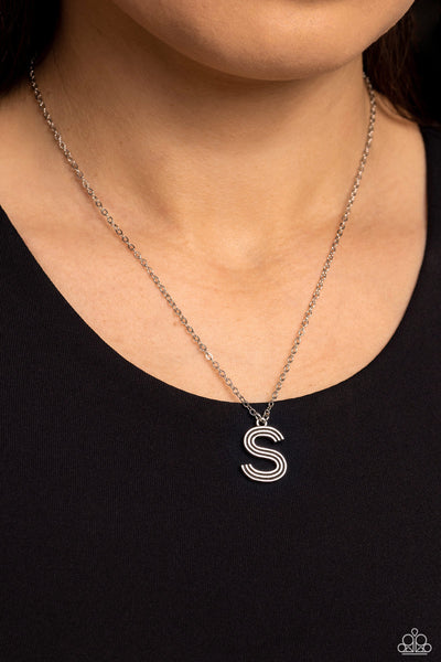 Leave Your Initials Silver S Necklace-Jewelry-Paparazzi Accessories-Ericka C Wise, $5 Jewelry Paparazzi accessories jewelry ericka champion wise elite consultant life of the party fashion fix lead and nickel free florida palm bay melbourne