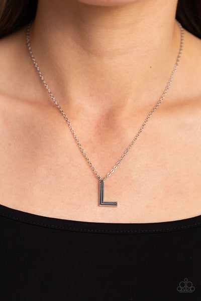 Leave Your Initials Silver L Necklace-Jewelry-Paparazzi Accessories-Ericka C Wise, $5 Jewelry Paparazzi accessories jewelry ericka champion wise elite consultant life of the party fashion fix lead and nickel free florida palm bay melbourne