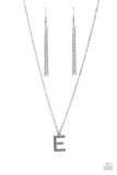Leave Your Initials Silver E Necklace-Jewelry-Paparazzi Accessories-Ericka C Wise, $5 Jewelry Paparazzi accessories jewelry ericka champion wise elite consultant life of the party fashion fix lead and nickel free florida palm bay melbourne