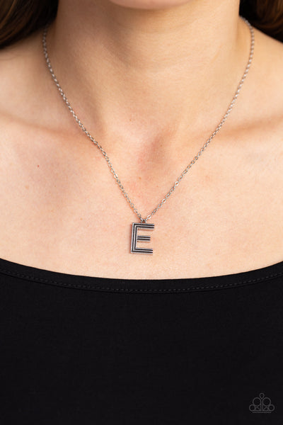 Leave Your Initials Silver E Necklace-Jewelry-Paparazzi Accessories-Ericka C Wise, $5 Jewelry Paparazzi accessories jewelry ericka champion wise elite consultant life of the party fashion fix lead and nickel free florida palm bay melbourne