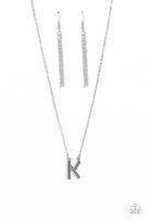 Leave Your Initials Silver K Necklace-Jewelry-Paparazzi Accessories-Ericka C Wise, $5 Jewelry Paparazzi accessories jewelry ericka champion wise elite consultant life of the party fashion fix lead and nickel free florida palm bay melbourne