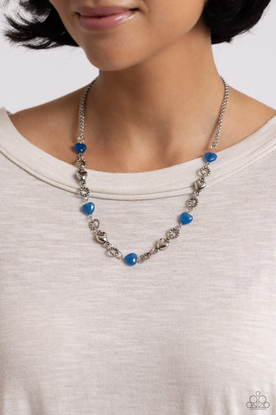 My HEARTBEAT Will Go On Blue Necklace-Jewelry-Paparazzi Accessories-Ericka C Wise, $5 Jewelry Paparazzi accessories jewelry ericka champion wise elite consultant life of the party fashion fix lead and nickel free florida palm bay melbourne