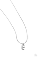 Seize the Initial - Silver Necklace - E-Jewelry-Paparazzi Accessories-Ericka C Wise, $5 Jewelry Paparazzi accessories jewelry ericka champion wise elite consultant life of the party fashion fix lead and nickel free florida palm bay melbourne
