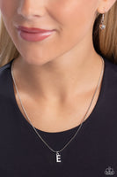 Seize the Initial - Silver Necklace - E-Jewelry-Paparazzi Accessories-Ericka C Wise, $5 Jewelry Paparazzi accessories jewelry ericka champion wise elite consultant life of the party fashion fix lead and nickel free florida palm bay melbourne