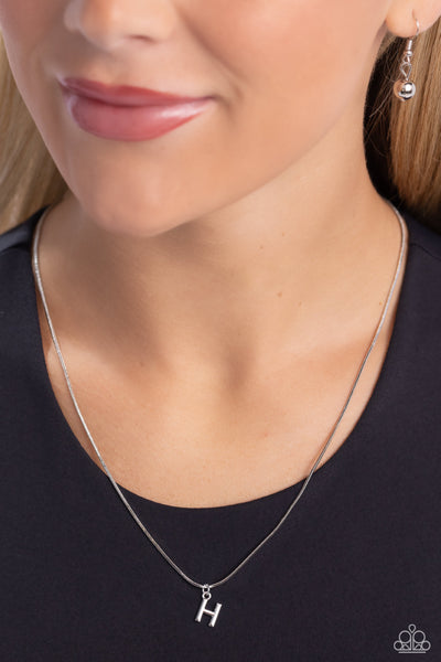 Seize the Initial - Silver Necklace - H-Jewelry-Paparazzi Accessories-Ericka C Wise, $5 Jewelry Paparazzi accessories jewelry ericka champion wise elite consultant life of the party fashion fix lead and nickel free florida palm bay melbourne
