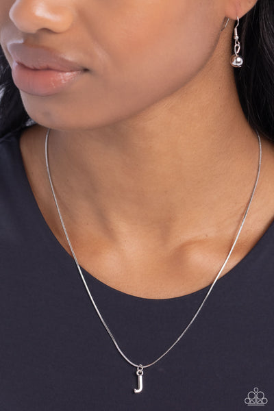 Seize the Initial - Silver Necklace - J-Jewelry-Paparazzi Accessories-Ericka C Wise, $5 Jewelry Paparazzi accessories jewelry ericka champion wise elite consultant life of the party fashion fix lead and nickel free florida palm bay melbourne