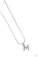 Seize the Initial - Silver Necklace - M-Jewelry-Paparazzi Accessories-Ericka C Wise, $5 Jewelry Paparazzi accessories jewelry ericka champion wise elite consultant life of the party fashion fix lead and nickel free florida palm bay melbourne