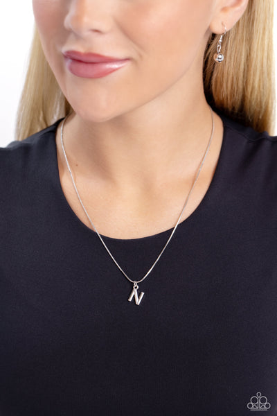 Seize the Initial - Silver Necklace - N-Jewelry-Paparazzi Accessories-Ericka C Wise, $5 Jewelry Paparazzi accessories jewelry ericka champion wise elite consultant life of the party fashion fix lead and nickel free florida palm bay melbourne