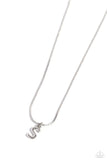 Seize the Initial - Silver Necklace - S-Jewelry-Paparazzi Accessories-Ericka C Wise, $5 Jewelry Paparazzi accessories jewelry ericka champion wise elite consultant life of the party fashion fix lead and nickel free florida palm bay melbourne