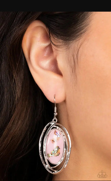 Ocean Floor Oracle Pink Earrings-Jewelry-Paparazzi Accessories-Ericka C Wise, $5 Jewelry Paparazzi accessories jewelry ericka champion wise elite consultant life of the party fashion fix lead and nickel free florida palm bay melbourne