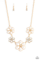 Fiercely Flowering Gold Necklace-Jewelry-Paparazzi Accessories-Ericka C Wise, $5 Jewelry Paparazzi accessories jewelry ericka champion wise elite consultant life of the party fashion fix lead and nickel free florida palm bay melbourne