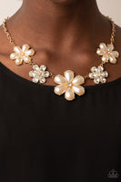Fiercely Flowering Gold Necklace-Jewelry-Paparazzi Accessories-Ericka C Wise, $5 Jewelry Paparazzi accessories jewelry ericka champion wise elite consultant life of the party fashion fix lead and nickel free florida palm bay melbourne