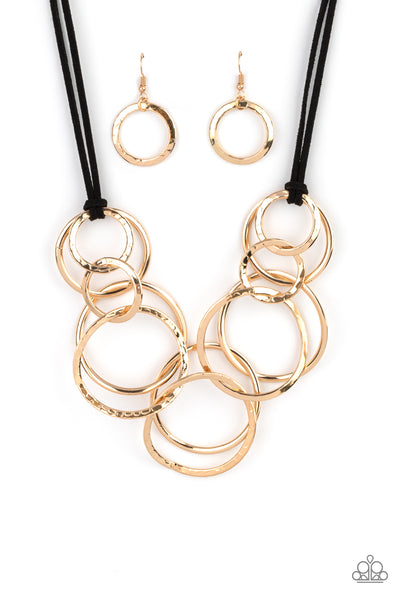 Spiraling Out of Couture Gold Necklace-Jewelry-Ericka C Wise, $5 Jewelry-Ericka C Wise, $5 Jewelry Paparazzi accessories jewelry ericka champion wise elite consultant life of the party fashion fix lead and nickel free florida palm bay melbourne