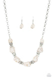 Stunningly Stone Age White Necklace-Jewelry-Paparazzi Accessories-Ericka C Wise, $5 Jewelry Paparazzi accessories jewelry ericka champion wise elite consultant life of the party fashion fix lead and nickel free florida palm bay melbourne