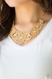 Petunia Paradise Gold Necklace-Jewelry-Paparazzi Accessories-Ericka C Wise, $5 Jewelry Paparazzi accessories jewelry ericka champion wise elite consultant life of the party fashion fix lead and nickel free florida palm bay melbourne