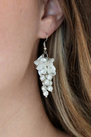 Bountiful Bouquets White Earrings-Jewelry-Paparazzi Accessories-Ericka C Wise, $5 Jewelry Paparazzi accessories jewelry ericka champion wise elite consultant life of the party fashion fix lead and nickel free florida palm bay melbourne