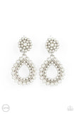 Discerning Droplets White Clip On Earrings-Jewelry-Ericka C Wise, $5 Jewelry-Ericka C Wise, $5 Jewelry Paparazzi accessories jewelry ericka champion wise elite consultant life of the party fashion fix lead and nickel free florida palm bay melbourne