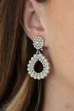Discerning Droplets White Clip On Earrings-Jewelry-Ericka C Wise, $5 Jewelry-Ericka C Wise, $5 Jewelry Paparazzi accessories jewelry ericka champion wise elite consultant life of the party fashion fix lead and nickel free florida palm bay melbourne