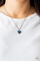 Pitter Patter, Goes My Heart Blue Necklace-Jewelry-Paparazzi Accessories-Ericka C Wise, $5 Jewelry Paparazzi accessories jewelry ericka champion wise elite consultant life of the party fashion fix lead and nickel free florida palm bay melbourne