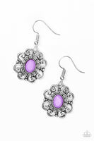 First and Foremost Flowers Purple Earrings-Jewelry-Paparazzi Accessories-Ericka C Wise, $5 Jewelry Paparazzi accessories jewelry ericka champion wise elite consultant life of the party fashion fix lead and nickel free florida palm bay melbourne