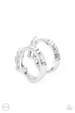Ready, Steady, Glow White Clip On Hoop Earrings-Jewelry-Paparazzi Accessories-Ericka C Wise, $5 Jewelry Paparazzi accessories jewelry ericka champion wise elite consultant life of the party fashion fix lead and nickel free florida palm bay melbourne