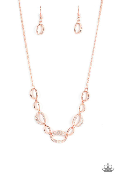 The Only Game in Town Rose Gold Necklace-Jewelry-Paparazzi Accessories-Ericka C Wise, $5 Jewelry Paparazzi accessories jewelry ericka champion wise elite consultant life of the party fashion fix lead and nickel free florida palm bay melbourne