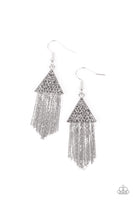 Pyramid Sheen Silver Earrings-Jewelry-Paparazzi Accessories-Ericka C Wise, $5 Jewelry Paparazzi accessories jewelry ericka champion wise elite consultant life of the party fashion fix lead and nickel free florida palm bay melbourne