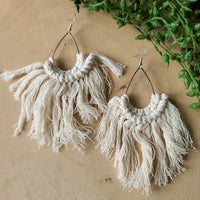 Wanna Piece of Macrame White Earrings-Jewelry-Paparazzi Accessories-Ericka C Wise, $5 Jewelry Paparazzi accessories jewelry ericka champion wise elite consultant life of the party fashion fix lead and nickel free florida palm bay melbourne