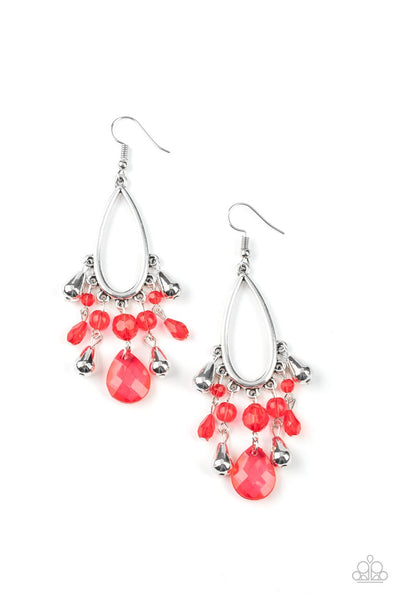 Summer Catch Red Earrings-Jewelry-Paparazzi Accessories-Ericka C Wise, $5 Jewelry Paparazzi accessories jewelry ericka champion wise elite consultant life of the party fashion fix lead and nickel free florida palm bay melbourne