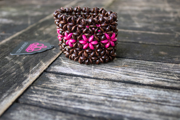 Vintage Pink Wood Stretch Bracelet-Jewelry-Paparazzi Accessories-Ericka C Wise, $5 Jewelry Paparazzi accessories jewelry ericka champion wise elite consultant life of the party fashion fix lead and nickel free florida palm bay melbourne