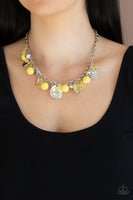 Prismatic Sheen Yellow Necklace-Jewelry-Paparazzi Accessories-Ericka C Wise, $5 Jewelry Paparazzi accessories jewelry ericka champion wise elite consultant life of the party fashion fix lead and nickel free florida palm bay melbourne
