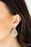 Reign Storm Gold Earrings-Jewelry-Paparazzi Accessories-Ericka C Wise, $5 Jewelry Paparazzi accessories jewelry ericka champion wise elite consultant life of the party fashion fix lead and nickel free florida palm bay melbourne