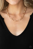 Defined Drama Gold Necklace-Jewelry-Paparazzi Accessories-Ericka C Wise, $5 Jewelry Paparazzi accessories jewelry ericka champion wise elite consultant life of the party fashion fix lead and nickel free florida palm bay melbourne
