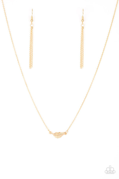 In-Flight Fashion Gold Necklace-Jewelry-Paparazzi Accessories-Ericka C Wise, $5 Jewelry Paparazzi accessories jewelry ericka champion wise elite consultant life of the party fashion fix lead and nickel free florida palm bay melbourne