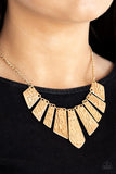 Texture Tigress Gold Necklace-Jewelry-Paparazzi Accessories-Ericka C Wise, $5 Jewelry Paparazzi accessories jewelry ericka champion wise elite consultant life of the party fashion fix lead and nickel free florida palm bay melbourne